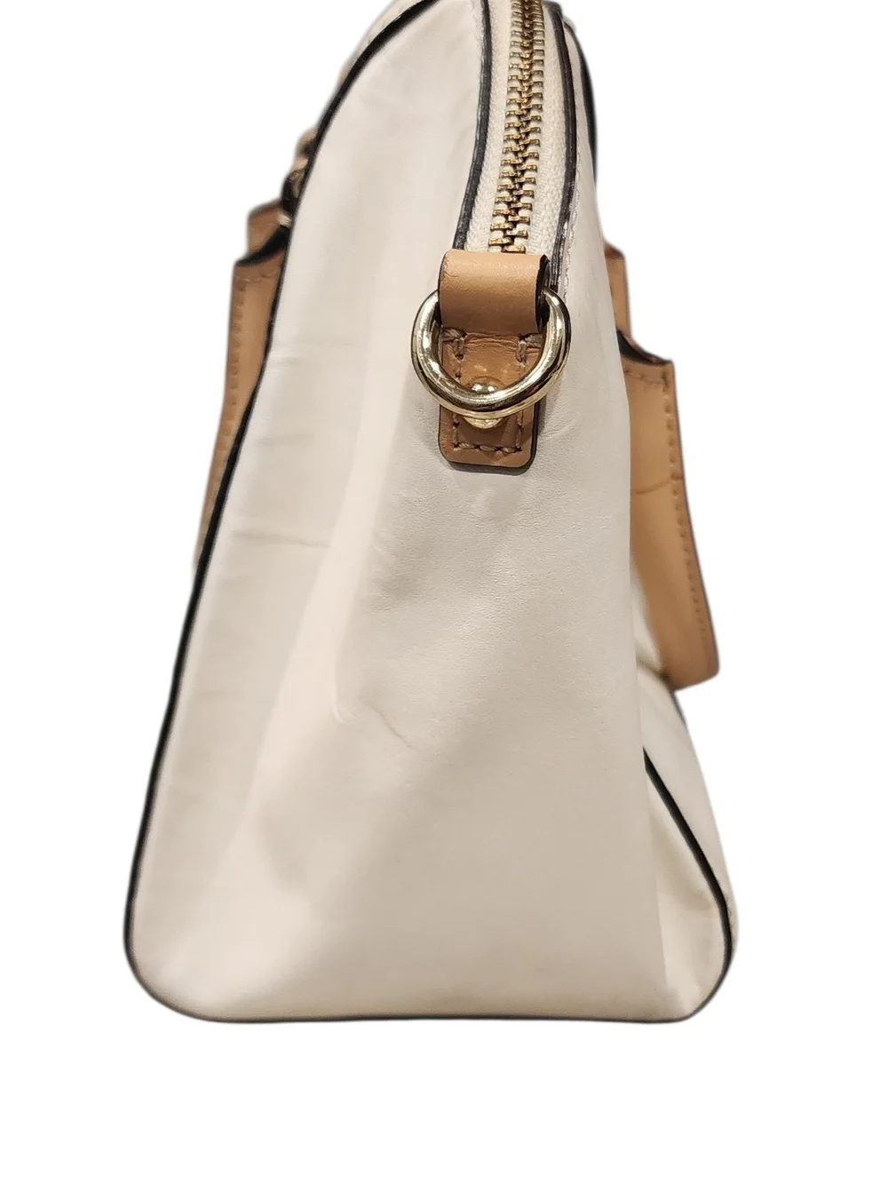 Kate Spade Cream Leather Dome Satchel with Tan Handles